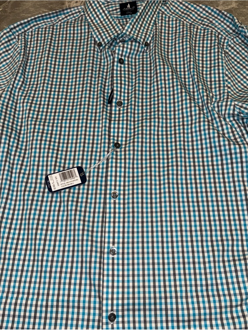 NWT Johnnie O Men's Nelson Checked Button Down Shirt Nelson LS Stormfront
